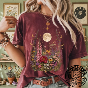 Boho Wildflower Celestial Moon Spiritual Floral T-Shirt 2 Boho Wildflower Celestial Moon Spiritual Floral T-Shirt