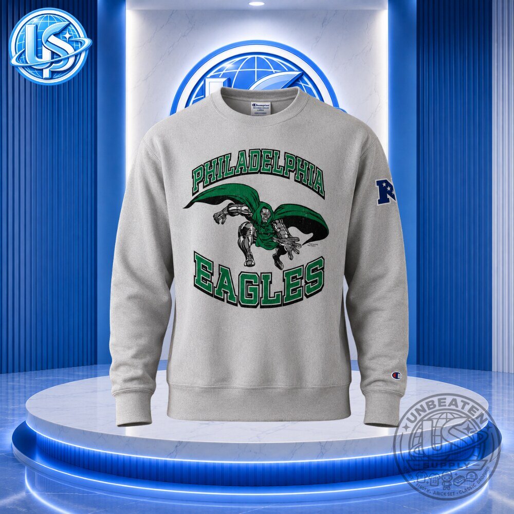 Philadelphia Eagles Disney x Champion Cream Doctor Doom Sweatshirt