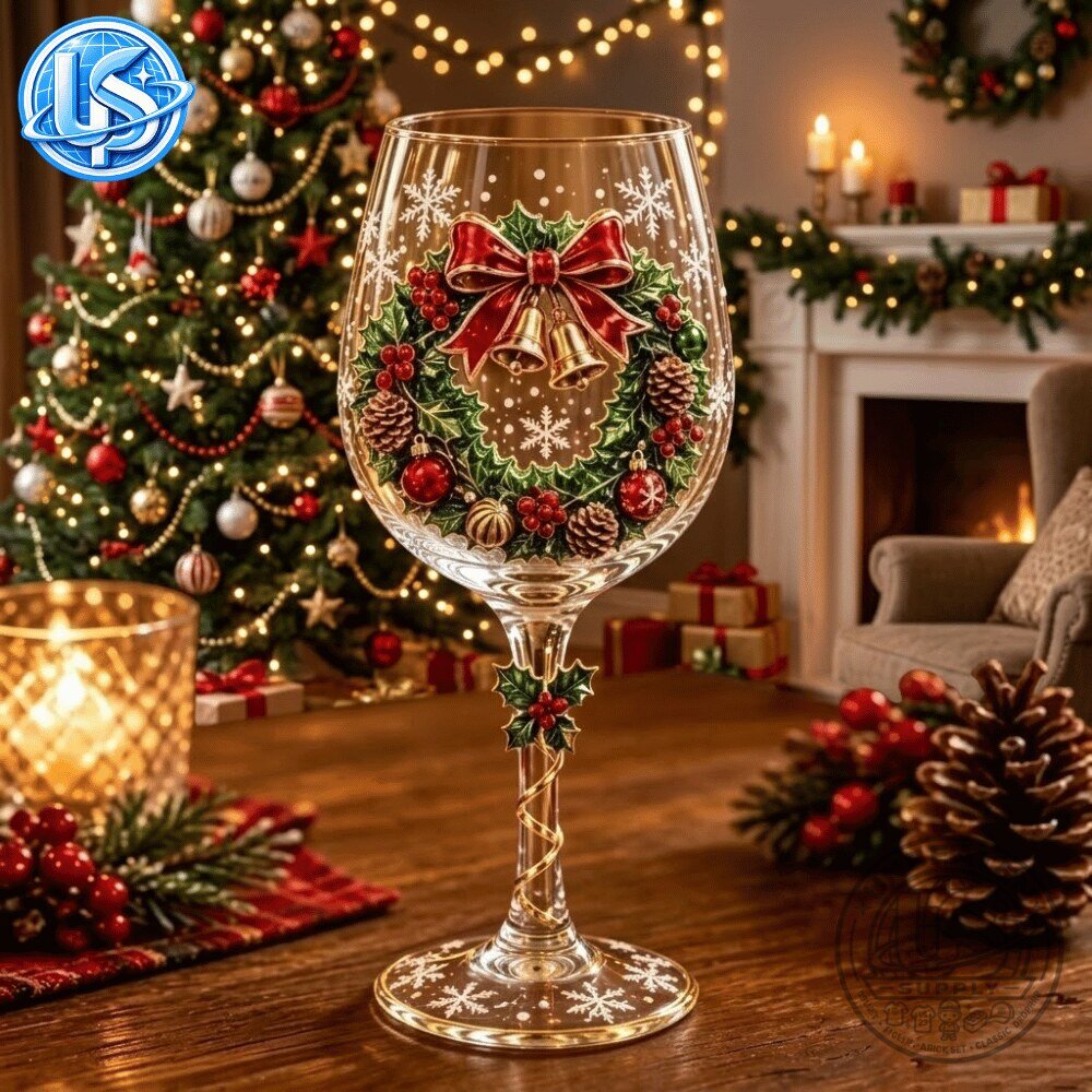 3D Christmas Wine Glasses Set of 6 Gorgeous Hand Painted 10 3D Christmas Wine Glasses Set of 6 Gorgeous Hand Painted
