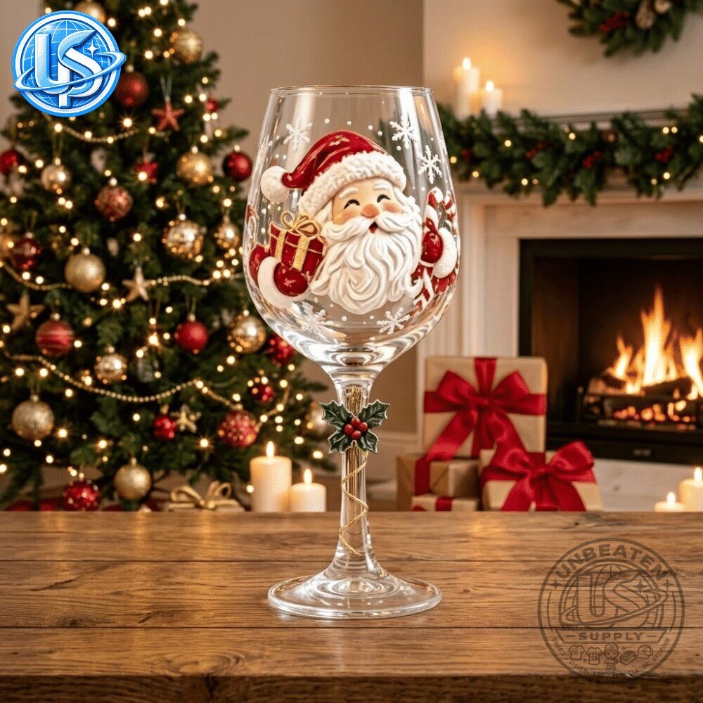 3D Christmas Wine Glasses Set of 6 Gorgeous Hand Painted 11 3D Christmas Wine Glasses Set of 6 Gorgeous Hand Painted