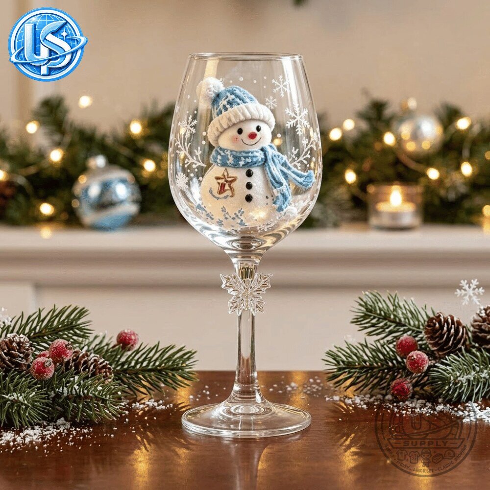 3D Christmas Wine Glasses Set of 6 Gorgeous Hand Painted 12 3D Christmas Wine Glasses Set of 6 Gorgeous Hand Painted