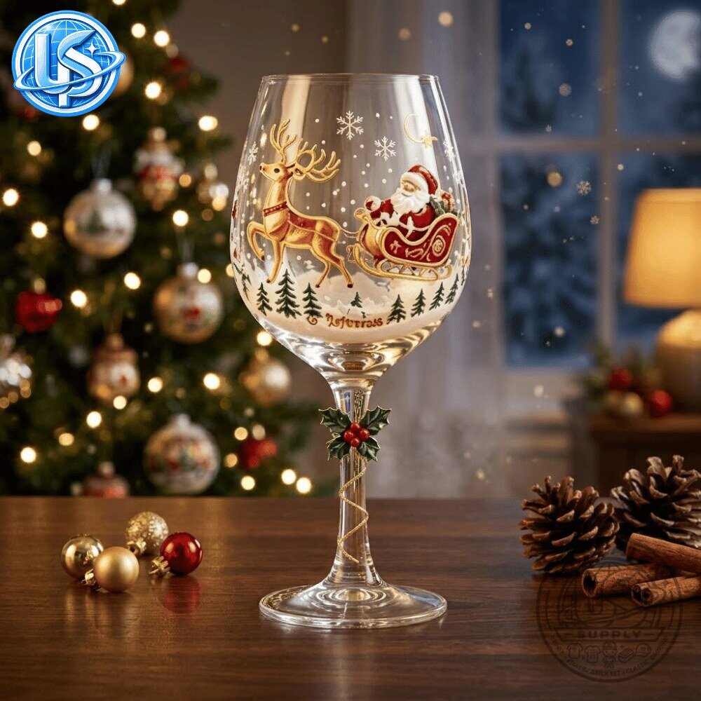 3D Christmas Wine Glasses Set of 6 Gorgeous Hand Painted 13 3D Christmas Wine Glasses Set of 6 Gorgeous Hand Painted