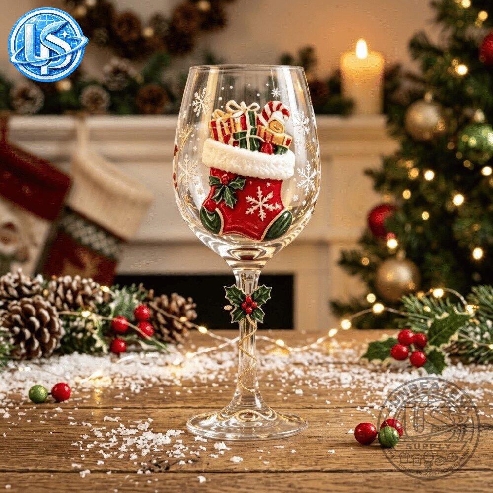 3D Christmas Wine Glasses Set of 6 Gorgeous Hand Painted 14 3D Christmas Wine Glasses Set of 6 Gorgeous Hand Painted