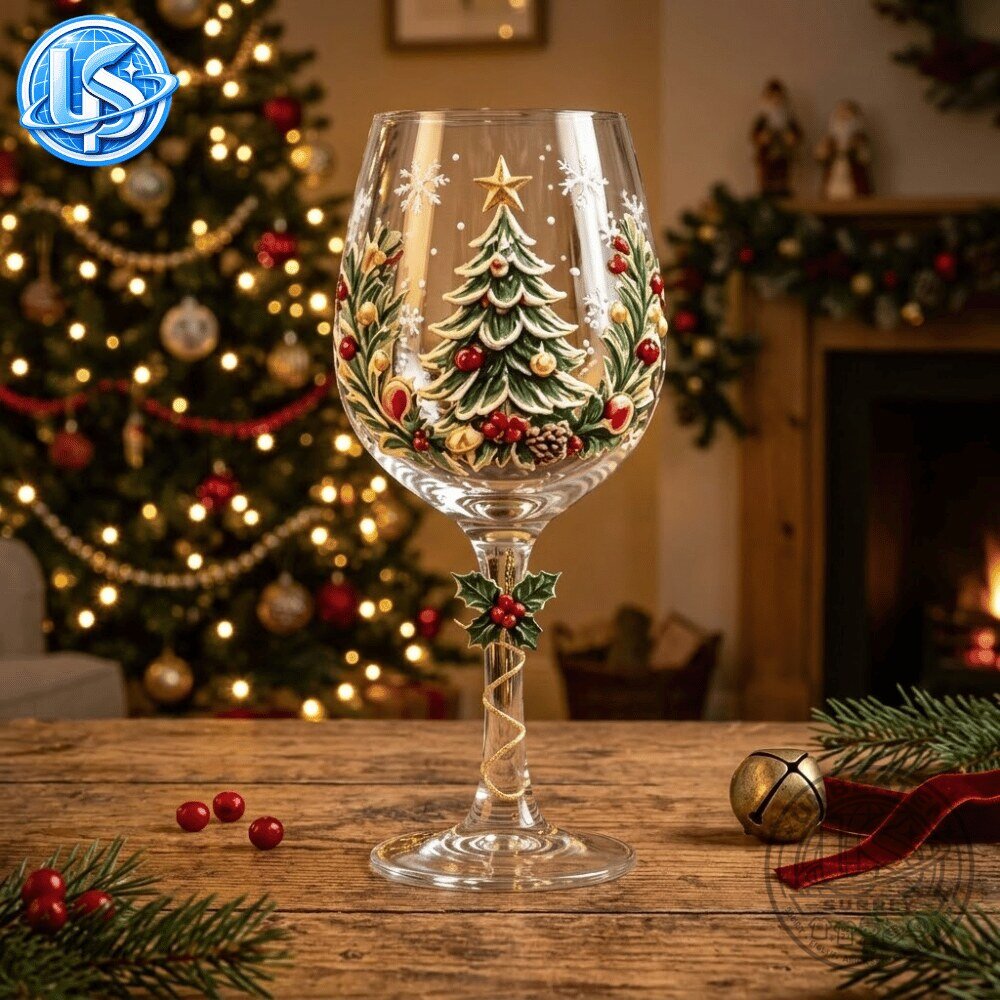 3D Christmas Wine Glasses Set of 6 Gorgeous Hand Painted 15 3D Christmas Wine Glasses Set of 6 Gorgeous Hand Painted