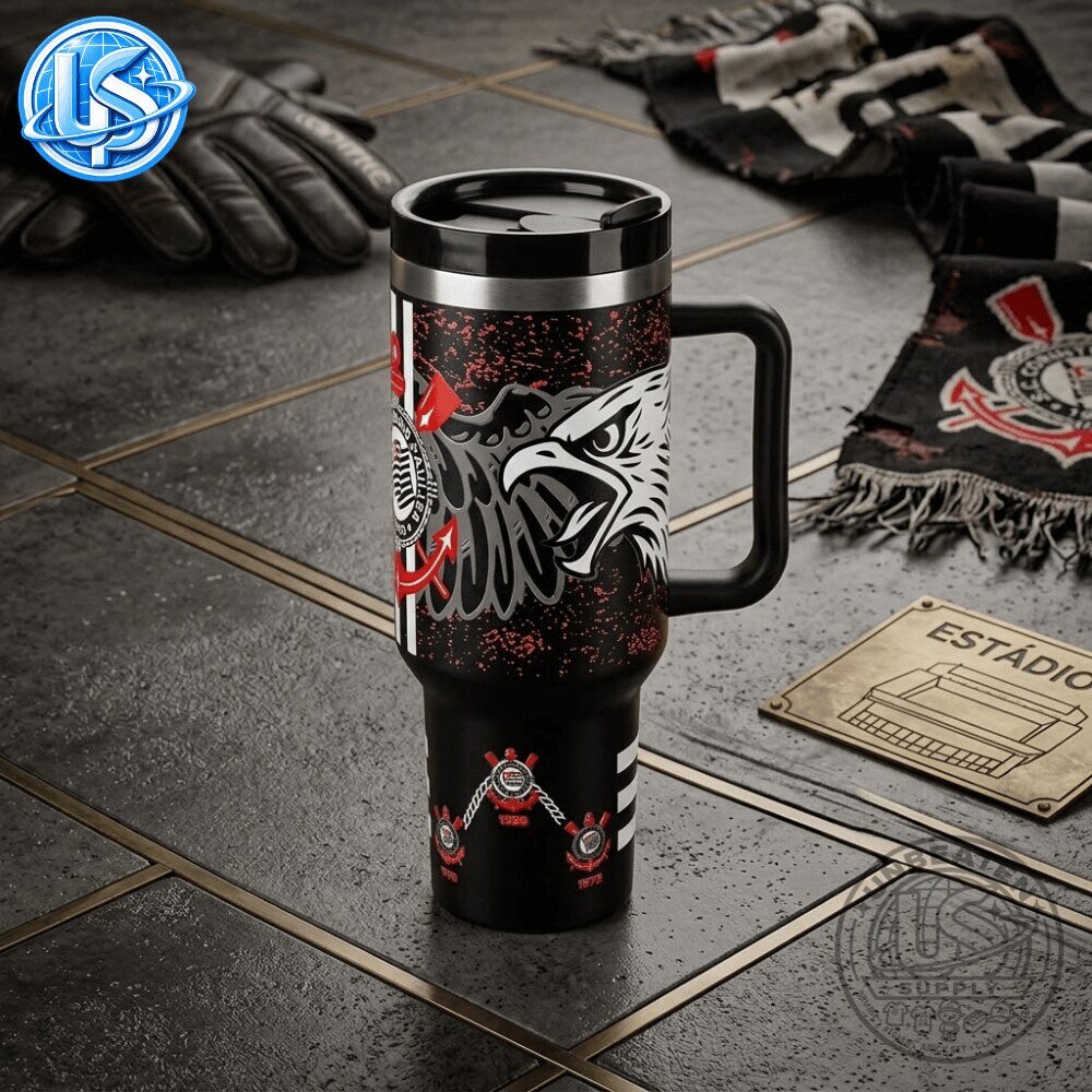 Corinthians Paulista Tumbler with Handle and Straw Best Insulated Travel Mug 12 Corinthians Paulista Tumbler with Handle and Straw Best Insulated Travel Mug