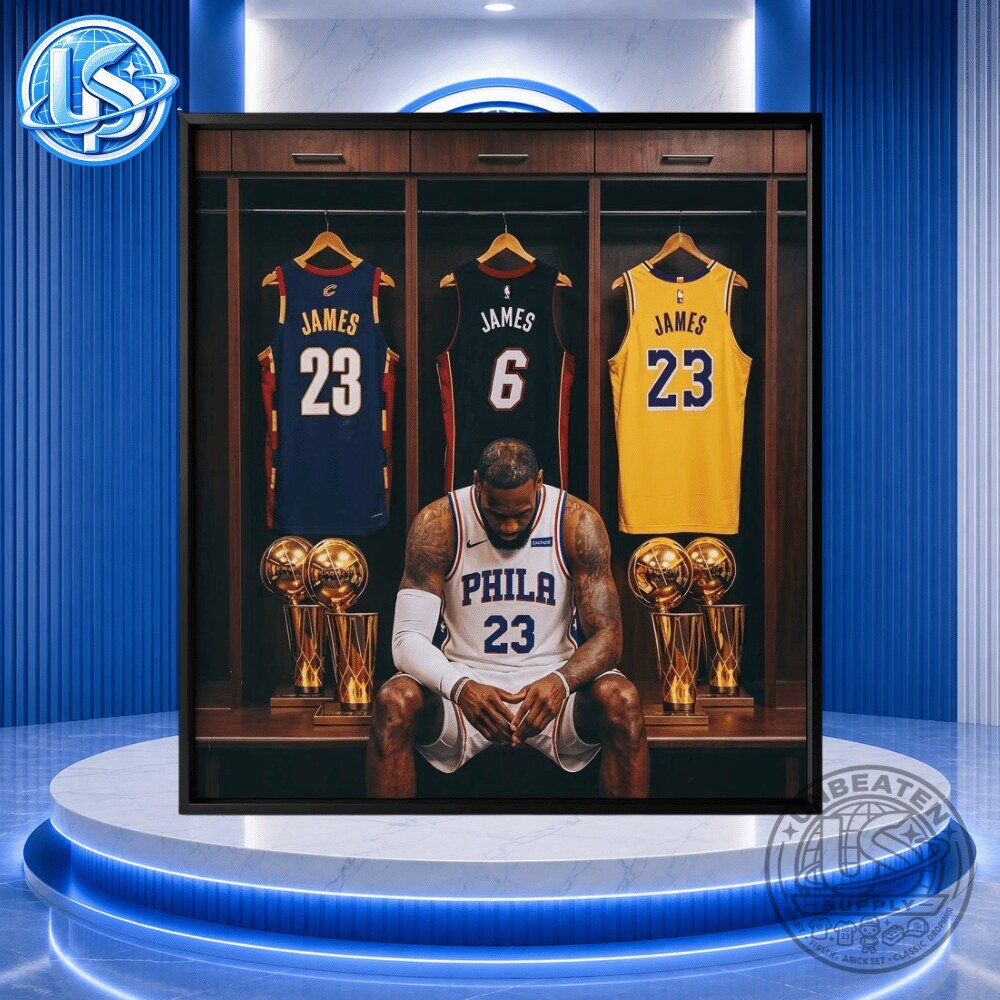 LeBron James Three Team Legacy Jerseys Locker Room Canvas Poster Trophy Wall Art