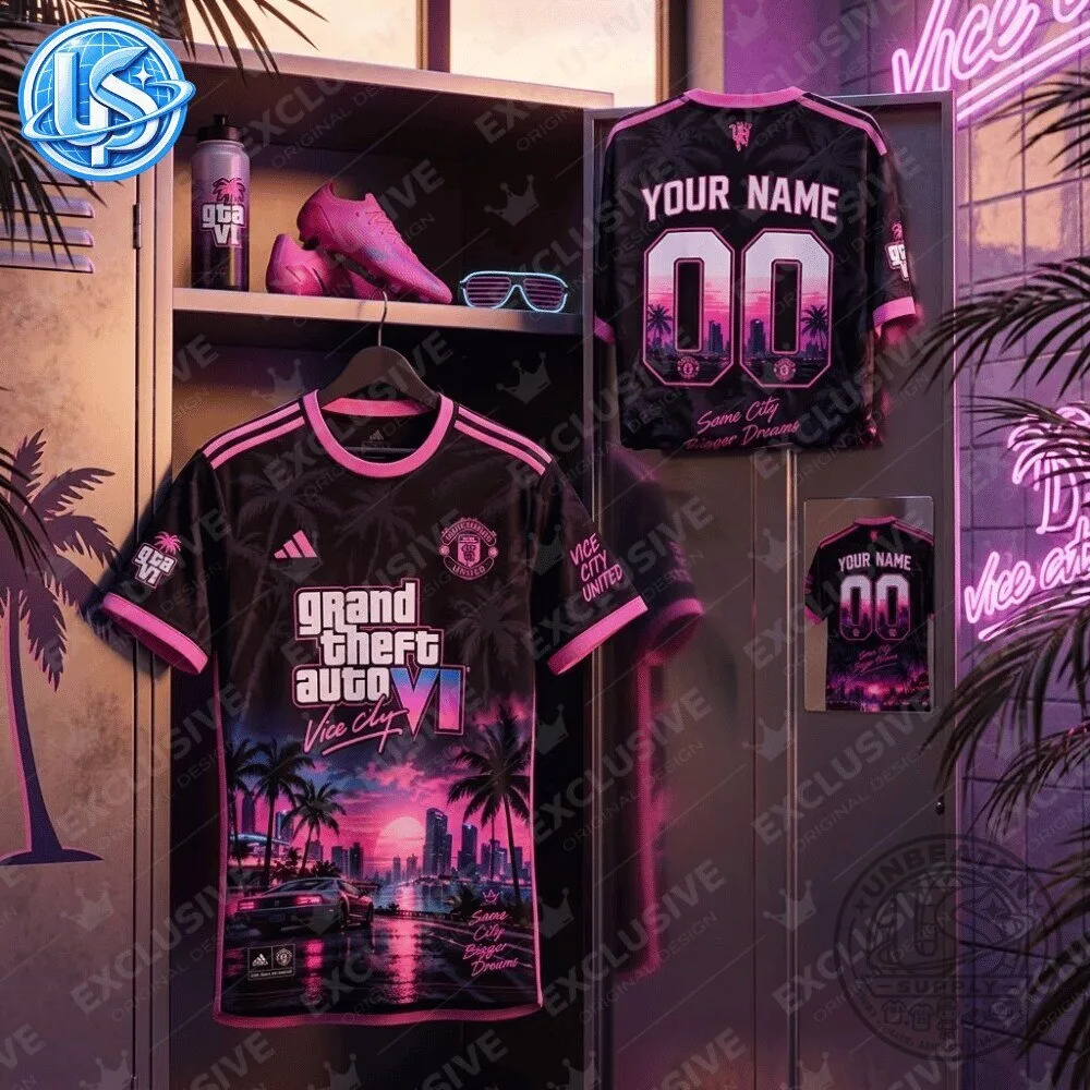 Grand Theft Auto VI GTA 6 Vice City x Manchester United Special Edition Jersey Shirt 9 Grand Theft Auto VI GTA 6 Vice City x Manchester United Special Edition Jersey Shirt