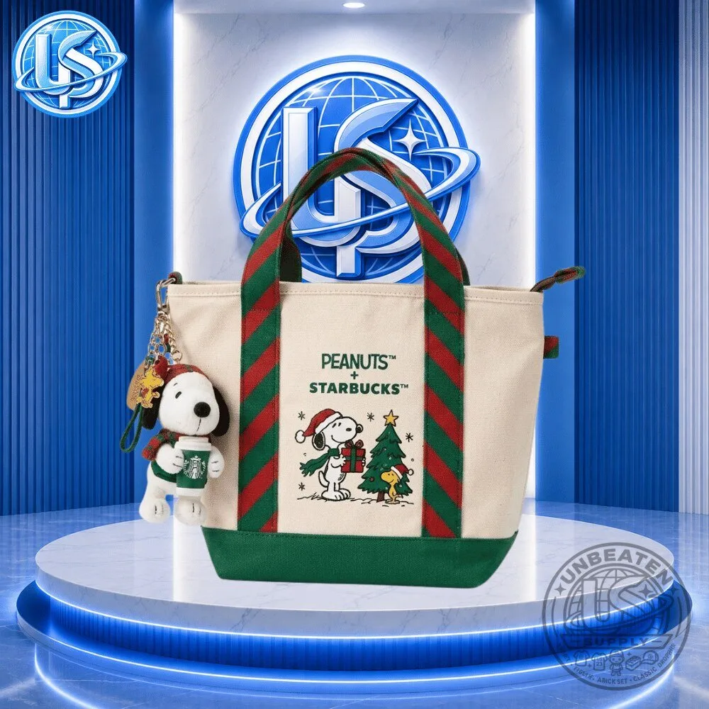 Starbucks x Peanuts Snoopy Christmas Holiday Canvas Tote Bag 2026 Special Edition