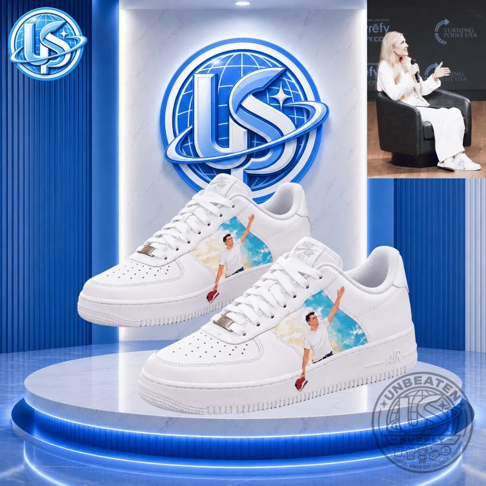 "Discover the Unique Air Force 1 x Erika Kirk Sneaker Collab" 15 Air Force 1 x Erika Kirk’s Husband Charlie Kirk Print Sneaker