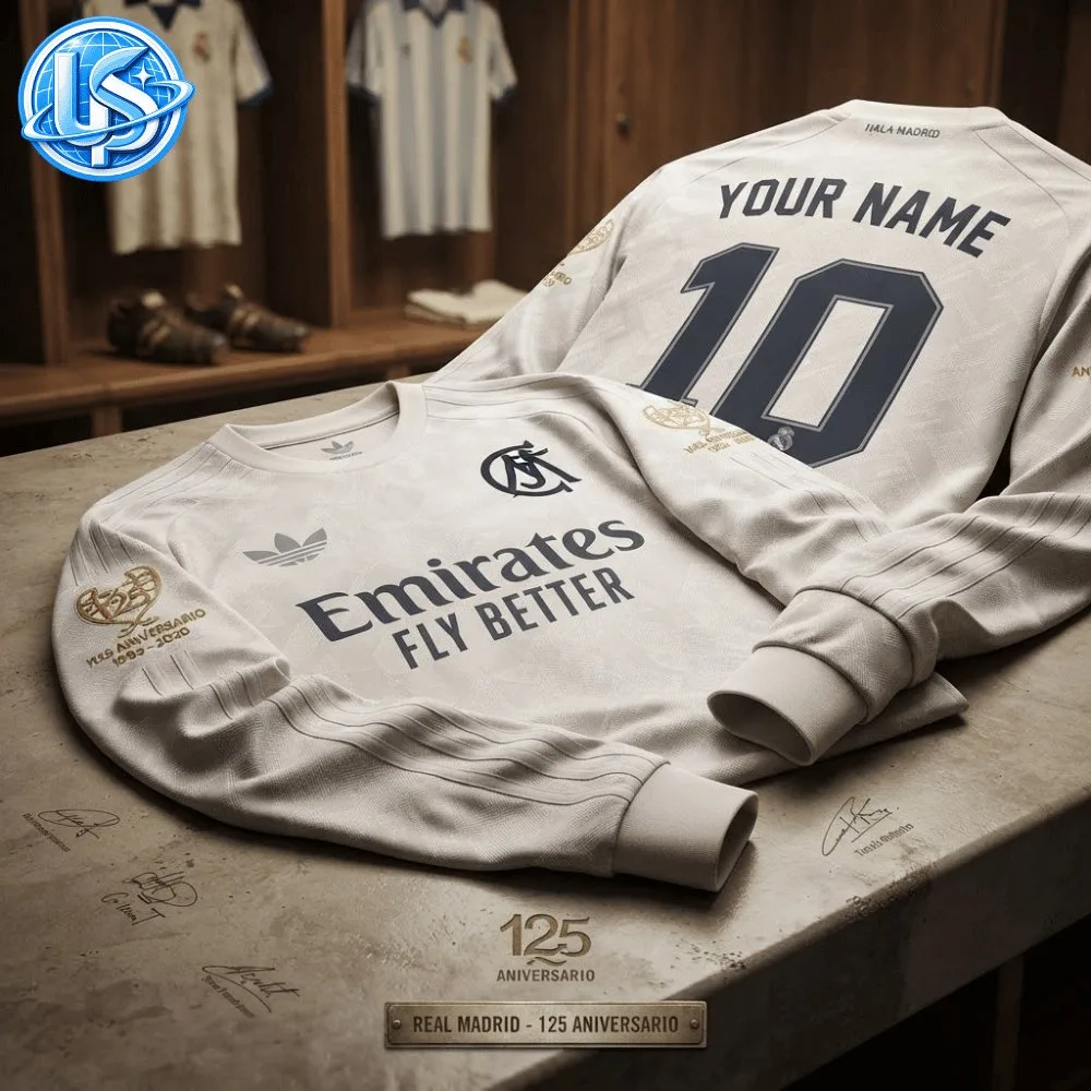Real Madrid 125th Anniversary 1902–2027 Special Long Sleeve Jersey Shirt 10 Real Madrid 125th Anniversary 1902–2027 Special Long Sleeve Jersey Shirt