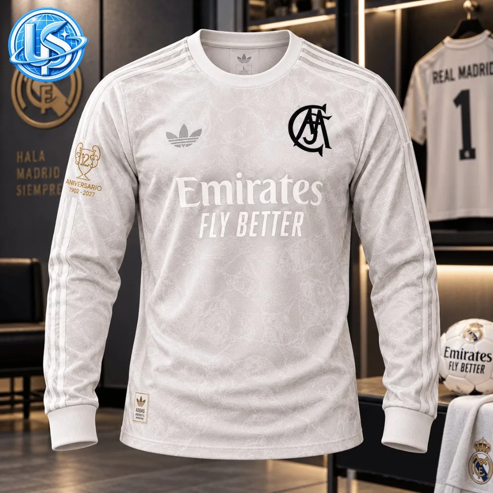 Real Madrid 125th Anniversary 1902–2027 Special Long Sleeve Jersey Shirt 12 Real Madrid 125th Anniversary 1902–2027 Special Long Sleeve Jersey Shirt