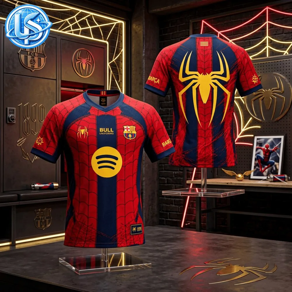 FC Barcelona x Spider-Man x Bull Uniforms Special Jersey Shirt 2026 11 FC Barcelona x Spider-Man x Bull Uniforms Special Jersey Shirt 2026