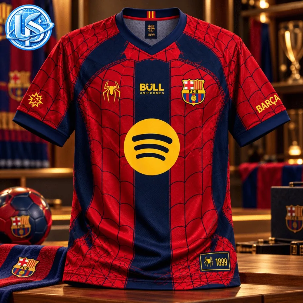 FC Barcelona x Spider-Man x Bull Uniforms Special Jersey Shirt 2026 12 FC Barcelona x Spider-Man x Bull Uniforms Special Jersey Shirt 2026